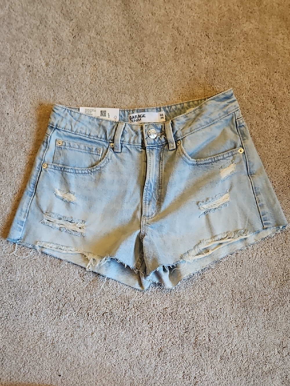 Garage Light Blue Distressed Denim Shorts